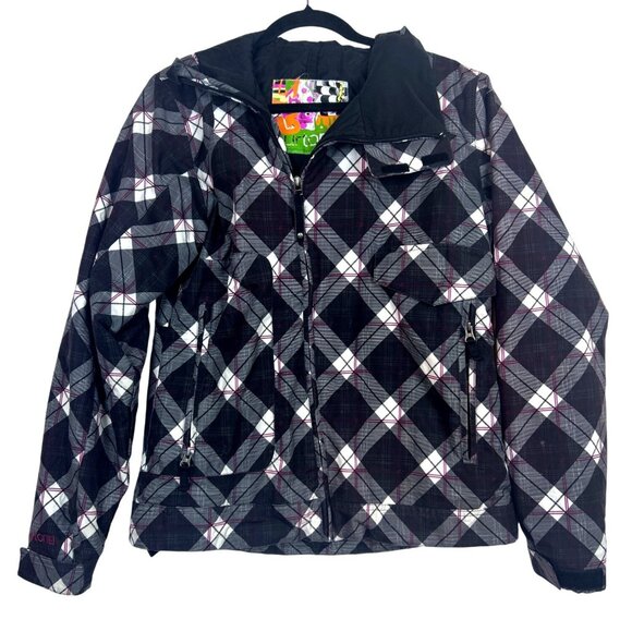 Burton Jackets & Blazers - Burton DryRide Women's M Snowboarding Ski Jacket Black Pink Plaid Hooded Lined